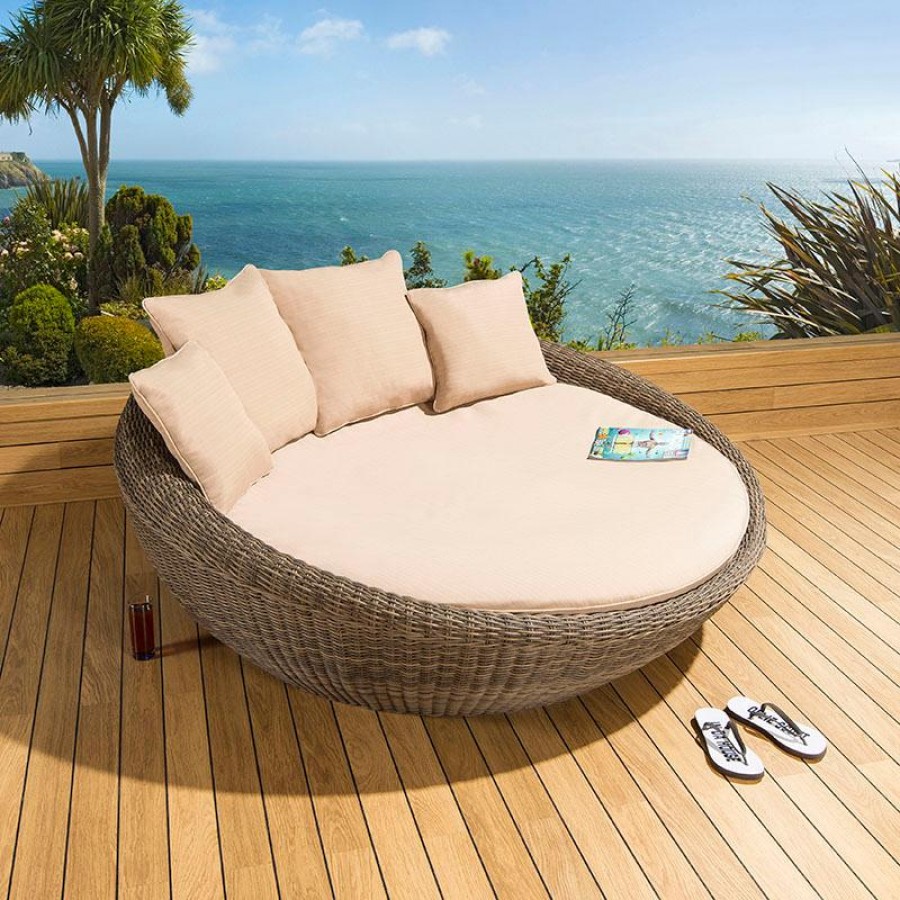 Sofa Mocha Rattan | Outdoor Rattan Wicker Sunlounger