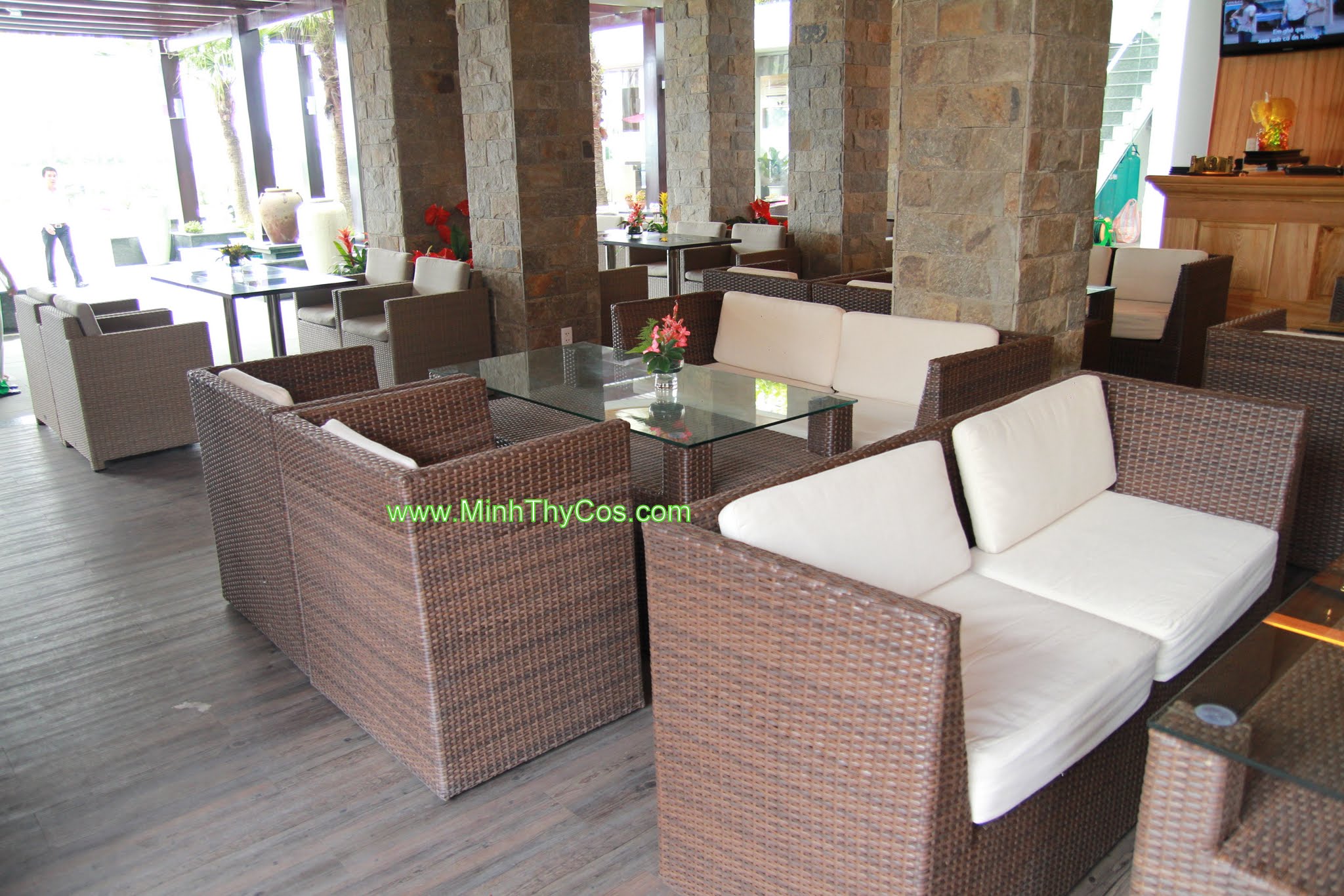 Outdoor wicker sofa set cafe SunOcean Da Nang
